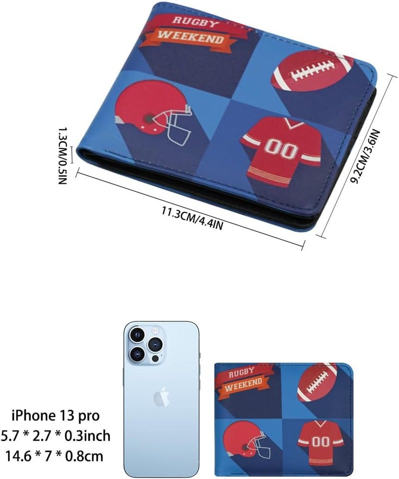 Jonyee Boys Wallet for Kids and Teenager, Funny Leather Bifold Purse with Zipper Coin Pocket and Card Cash Holder for Youth Men, Cool Cartoon Game Wallet for Kids Gifts -Rugby Cloth - Image 3